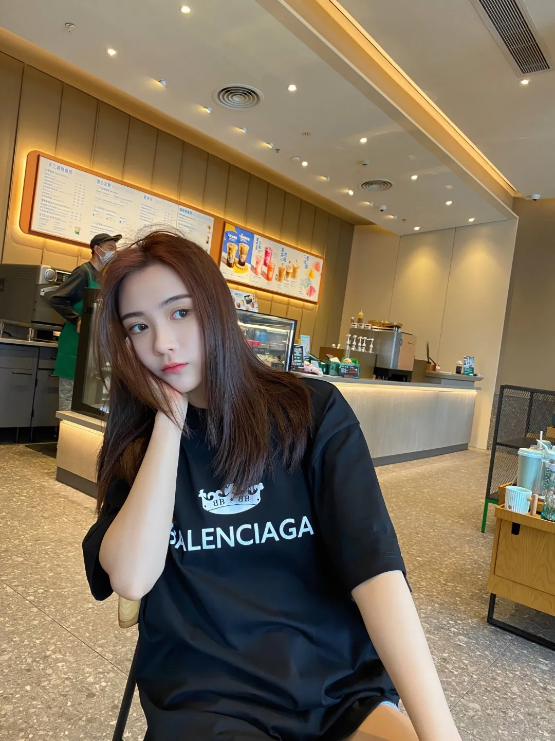 P80✨🔥 BALENCIAGA Paris lettering printed short-sleeved T-shirt, custom-woven and dyed 280g combed cotton heavyweight fabric, zero color difference in thread, perfect details, different from the current version on the market, welcome to compare, Same Style for men and women, must-sell in the picture above Color: White Black Size: 1 2 3 4
